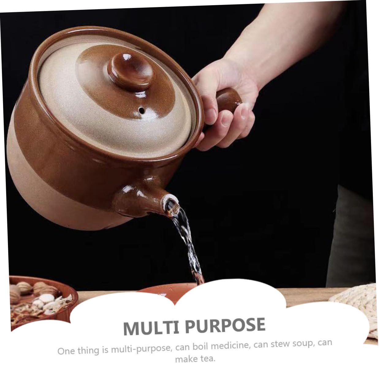 TOYANDONA Olla Pequeña de Barro China para Cocinar 3l, Adecuado para Hervir Medicina y Guisar Cacerola Picante, Utensilio de Cocina para Sopa y Superficie de Puente
