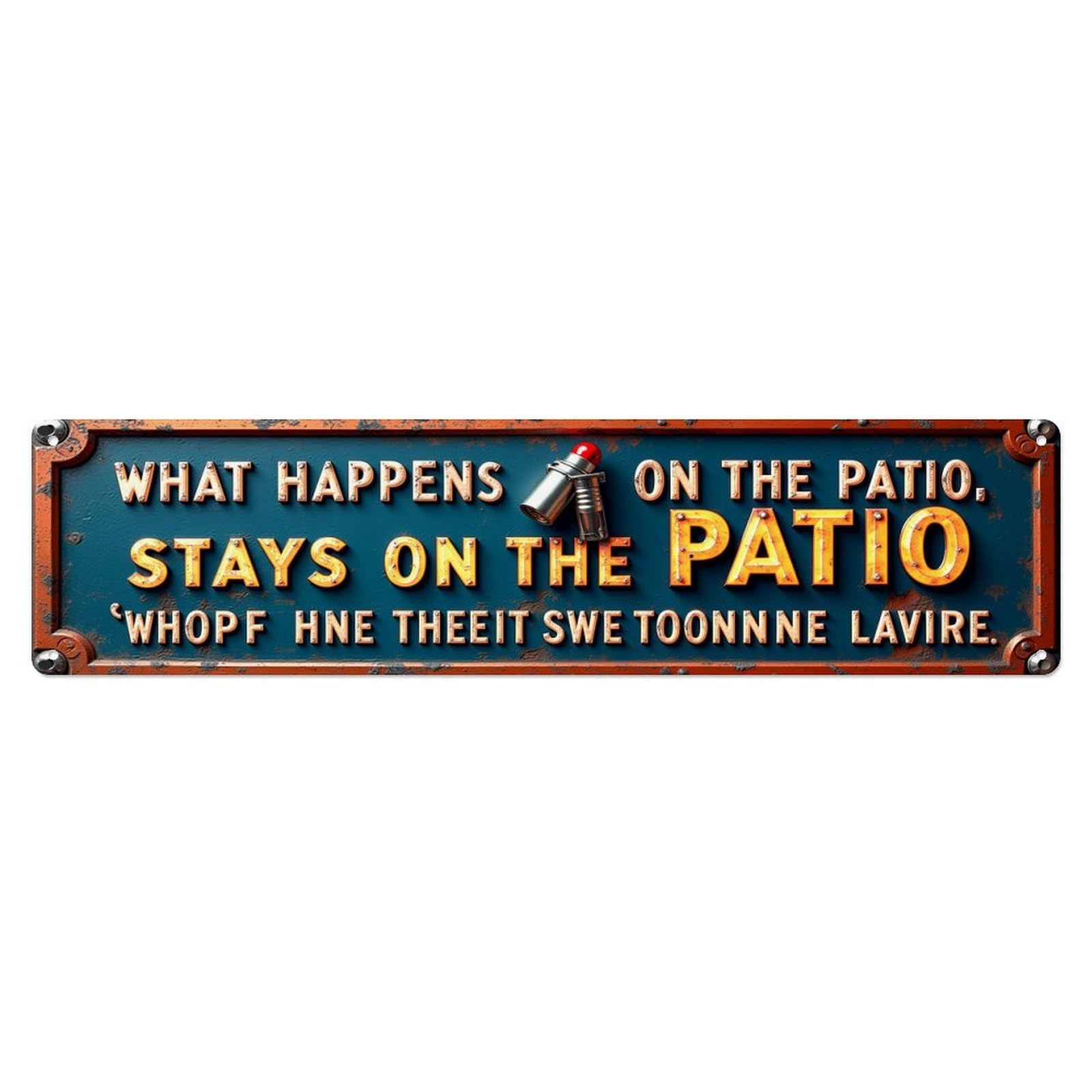 What Happens On The Patio Stays On The Patio Vintage Tin Sign Retro Metal Wall Decor Metal Poster, Home Bar Garage Farmhouse Cafe Wall Art Decoration 4x16Inch