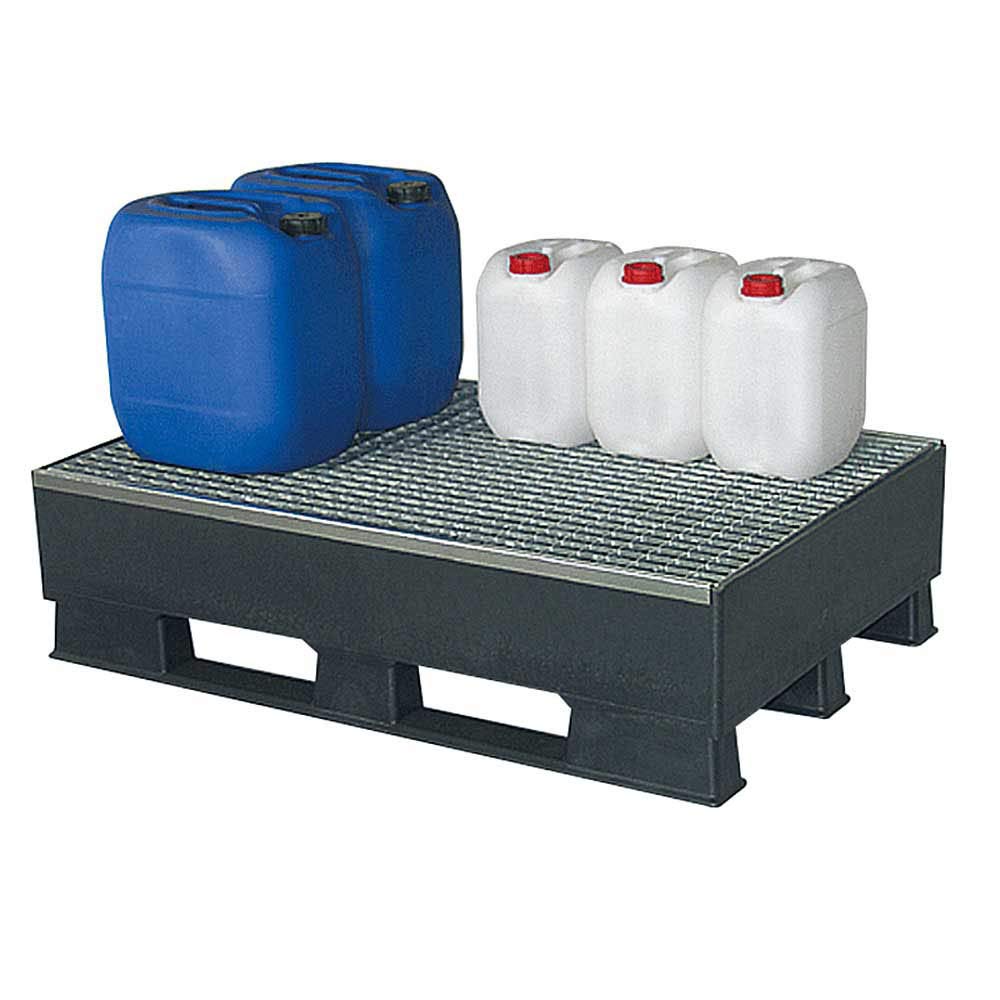 BRB Sicherheits Auffangwanne aus Kunststoff, mit Gitterrost, Auffangvolumen 120 Liter, LxBxH 1200x800x315 mm