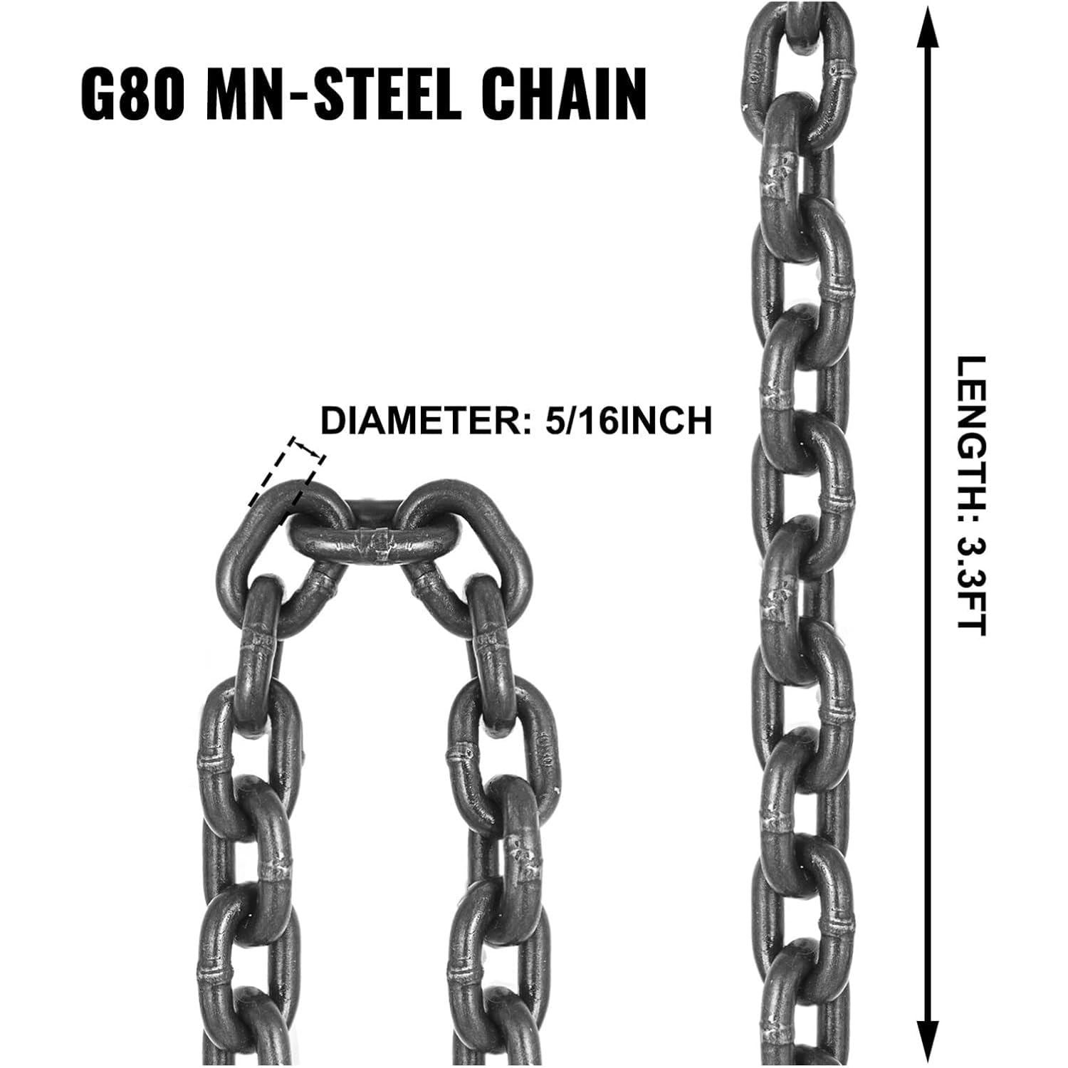 Catene Di Sollevamento 4 Tonnellate Catene Sollevamento In Acciaio Per Carichi Pesanti E Grandi Dimensioni,Metallico,4 tonnes 1 m