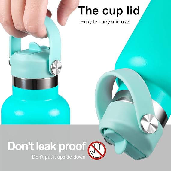 Straw Lid Compatible with Standard Mouth 24 oz 21 oz Hydro Flask, Lids with Straw Fits Hydroflask Water Bottles, Replacement Top, Straws Cap with Flexible Handle