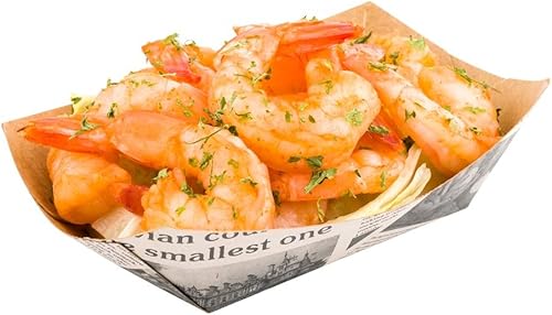 Vista 162 de Restaurantware Papel de periódico Bio Boat - 3" x 2" x 1" - Caja de 50 unidades Newsprint