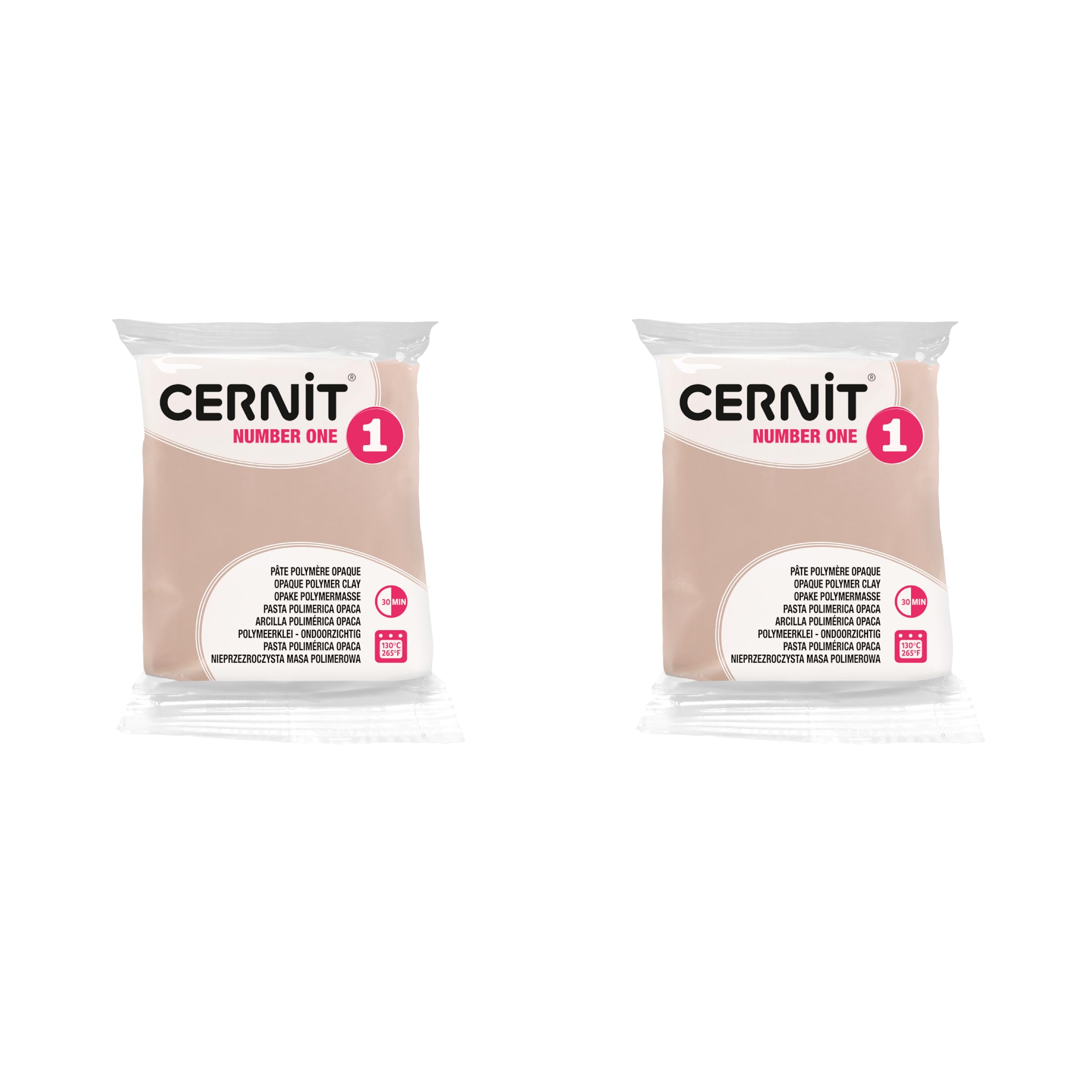CERNIT CE9056425AMZC - A Set of 2 Number ONE Range Polymer Clay Doughs - Pink Beige Colour - 2 x 56 g Blocks - Manufactured in Belgium - DIY - Accessory