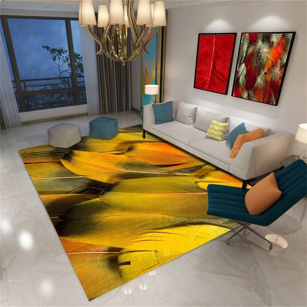 Tapis de chambre à coucher pour garçons jaune moderne idéal près d'un petit canapé