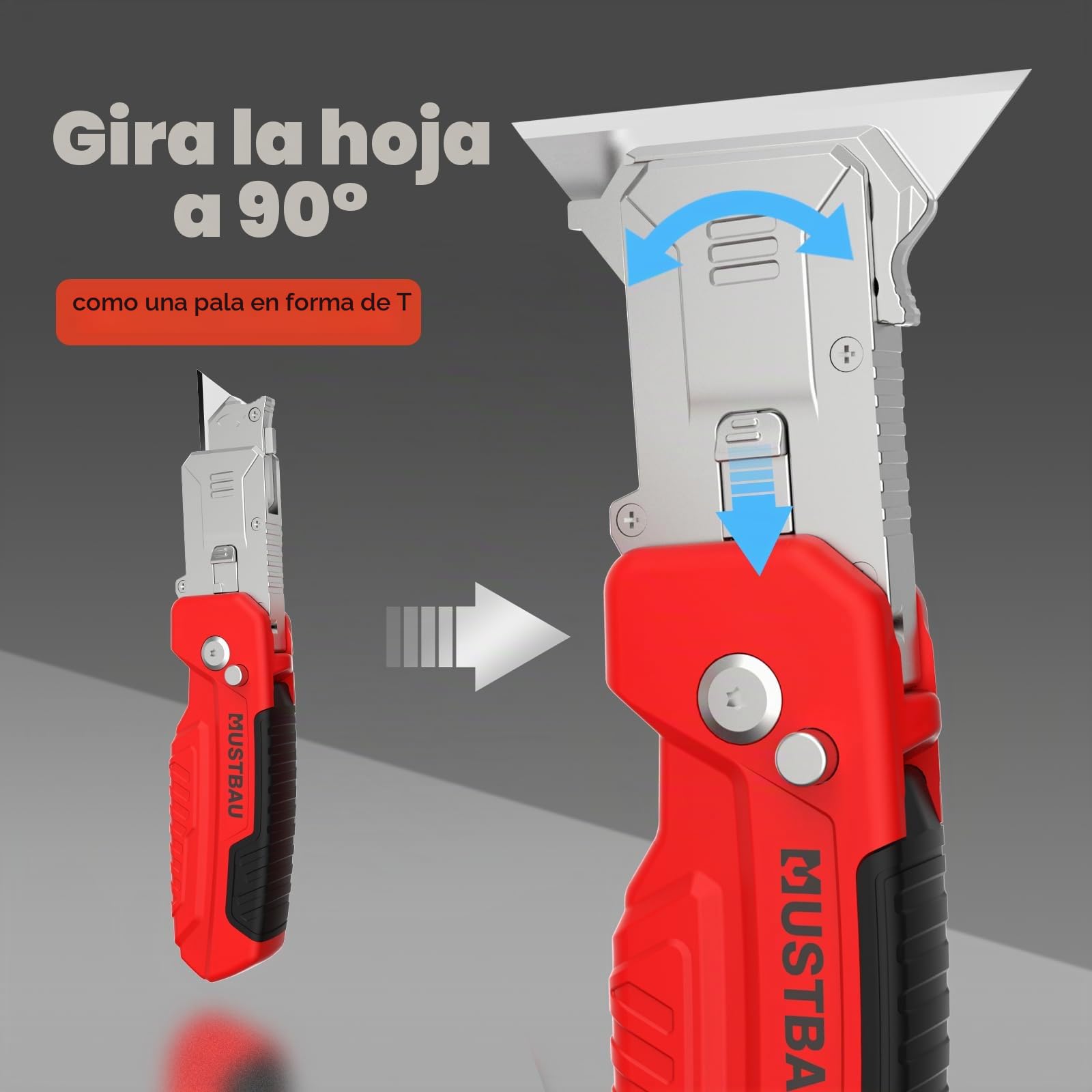 Cuchillo Plegable Profesional, Cuchillo Universal con 10 Cuchillas SK5 Adicionales, Herramienta Ideal para Cortar Aluminio (Con Cambio Rápido y Bloqueo de Cuchilla)