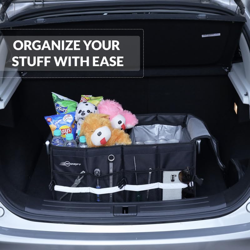 Image of Neodrift Trunk Master Pro Without Cooler Bag - Multi-Compartment Car Organizer, Durable & Portable Polyester, Anti-Skid For Sedan, Suv, Minivan - Ideal For Cargo, Gifts, Toys, Automobiles, Black