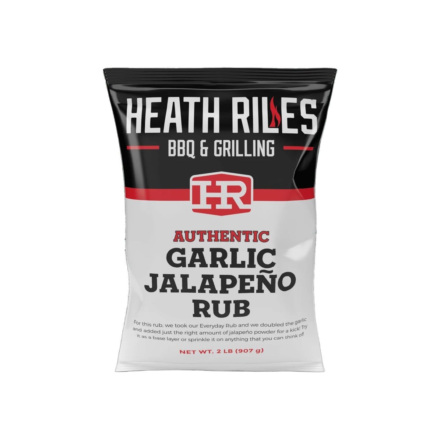 Heath Riles BBQ Rub, Garlic Jalapeño Rub Seasoning, Champion Pitmaster Recipe, Shaker Spice Mix, 2 lb./32 oz.