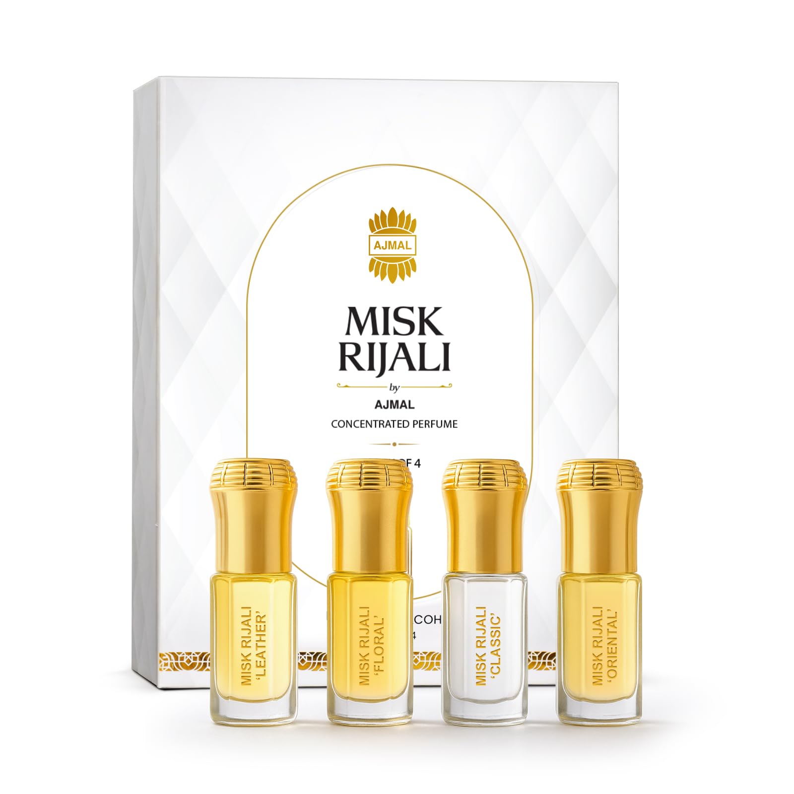 Ajmal Assorted Misk Rijali Non-Alcoholic Luxury Attar Perfumes Gift Set | For Men & Women | Long Lasting, Unisex, Royal Fragrance | Perfect For Gifting | 3ml Each, Pack Of 4-image-5