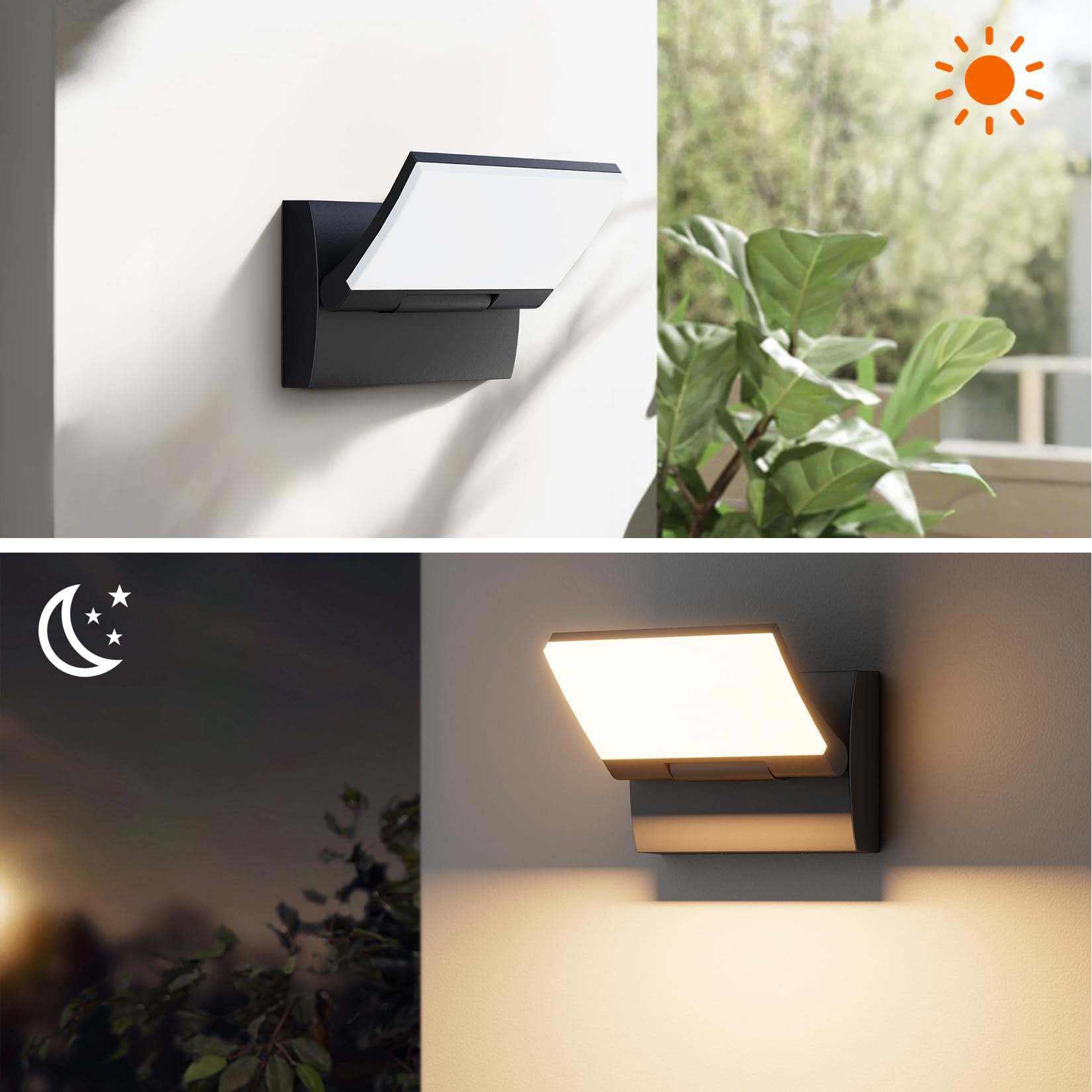 K-Bright 30W Außenwandleuchte Außenlampe Schwarz, 3000K Warmweiß | 180° Schwenkbar Panel, IP65 wasserdicht, Aluminium+PC, 2000LM LED Wandleuchte Innen/Außen für Eingang Terrasse Garten