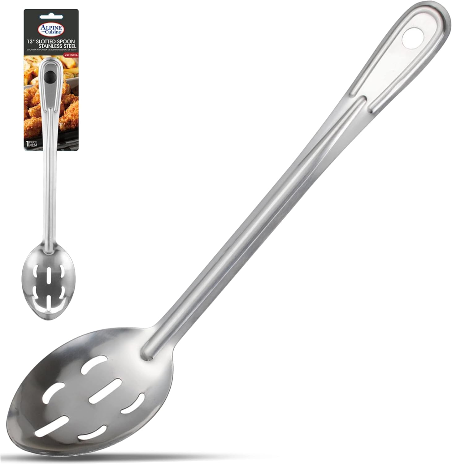 Alpine Cuisine Stainless Steel 13in Slotted Spoons, Kitchen Quick Cooking Straining