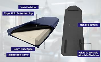 UltraFlex Line Stretcher/Gurney Replacement Mattress with Dartex 4-Way Stretch Pressure-Reducing Cover and 3-Layer Memory Foam Fits Stryker and Hill-ROM Stretchers