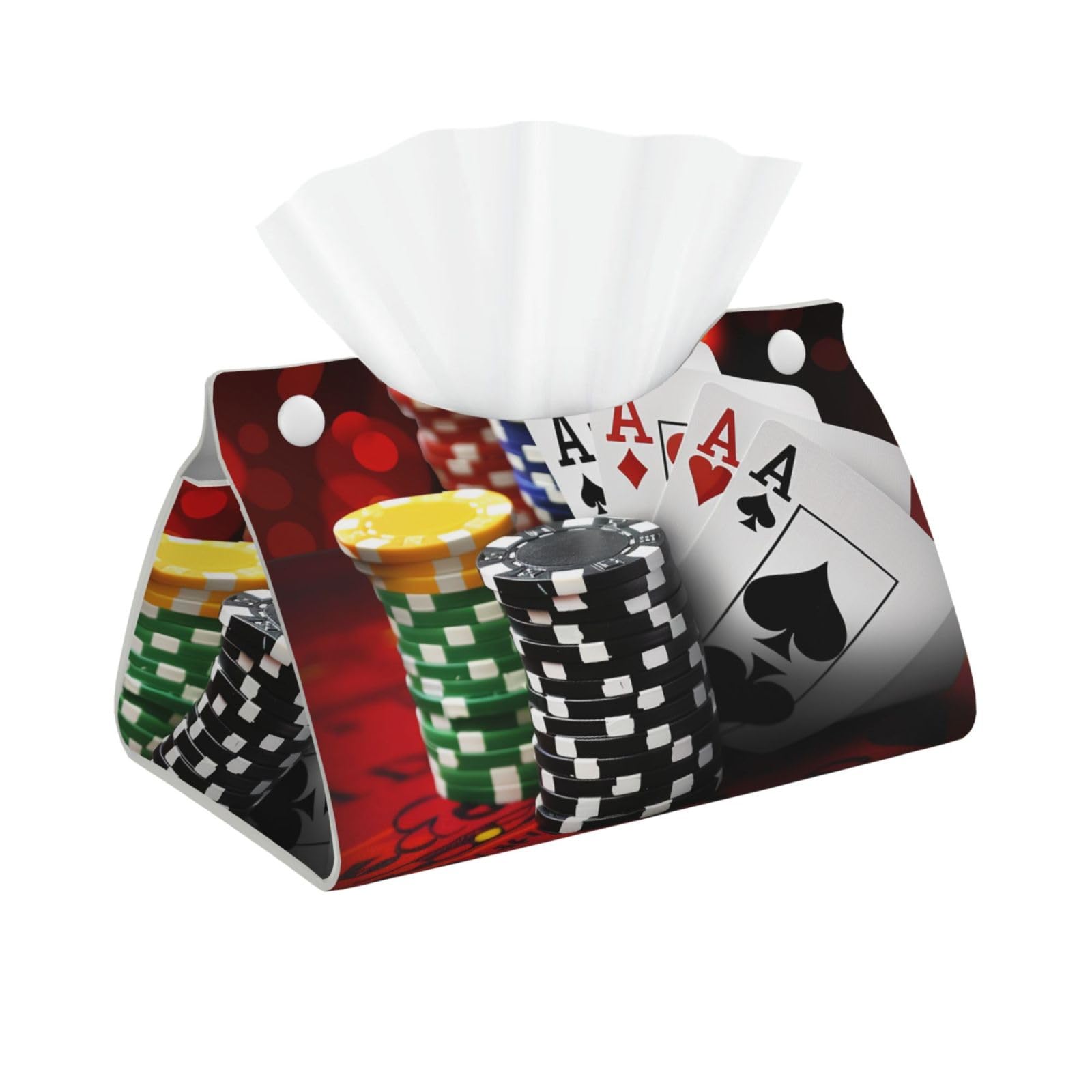 Poker Tournament Print Tissue Box Cover Foldable Tissue Storage Box Leather Tissue Cube Box Holder for Living Room Bedroom Office Car Home Decor