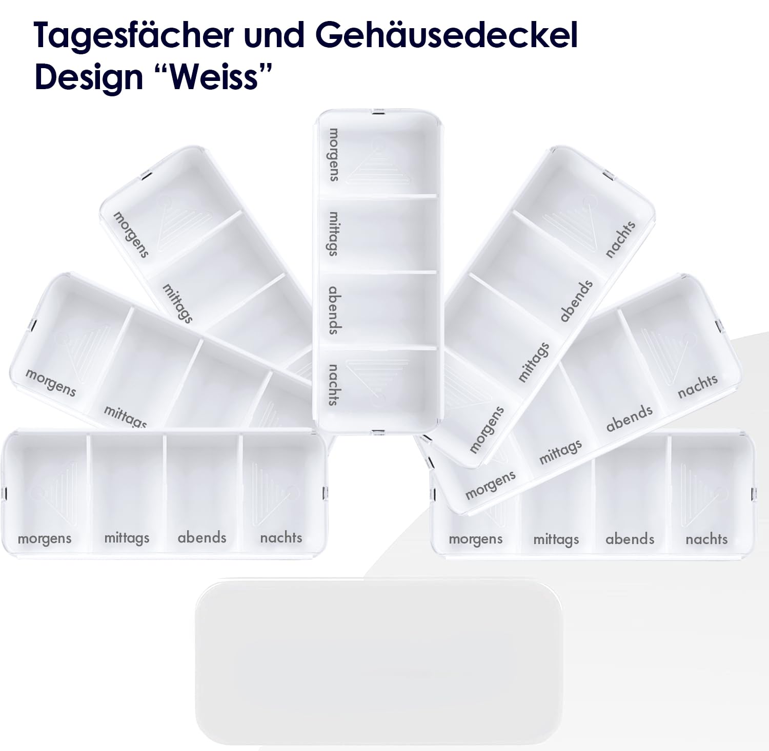 Portapillole 7 giorni con 4 scomparti – Prodotto in Germania – Compresse, Torre di pillole, pillole, dosatore per medicinali, scatola per la conservazione di compresse