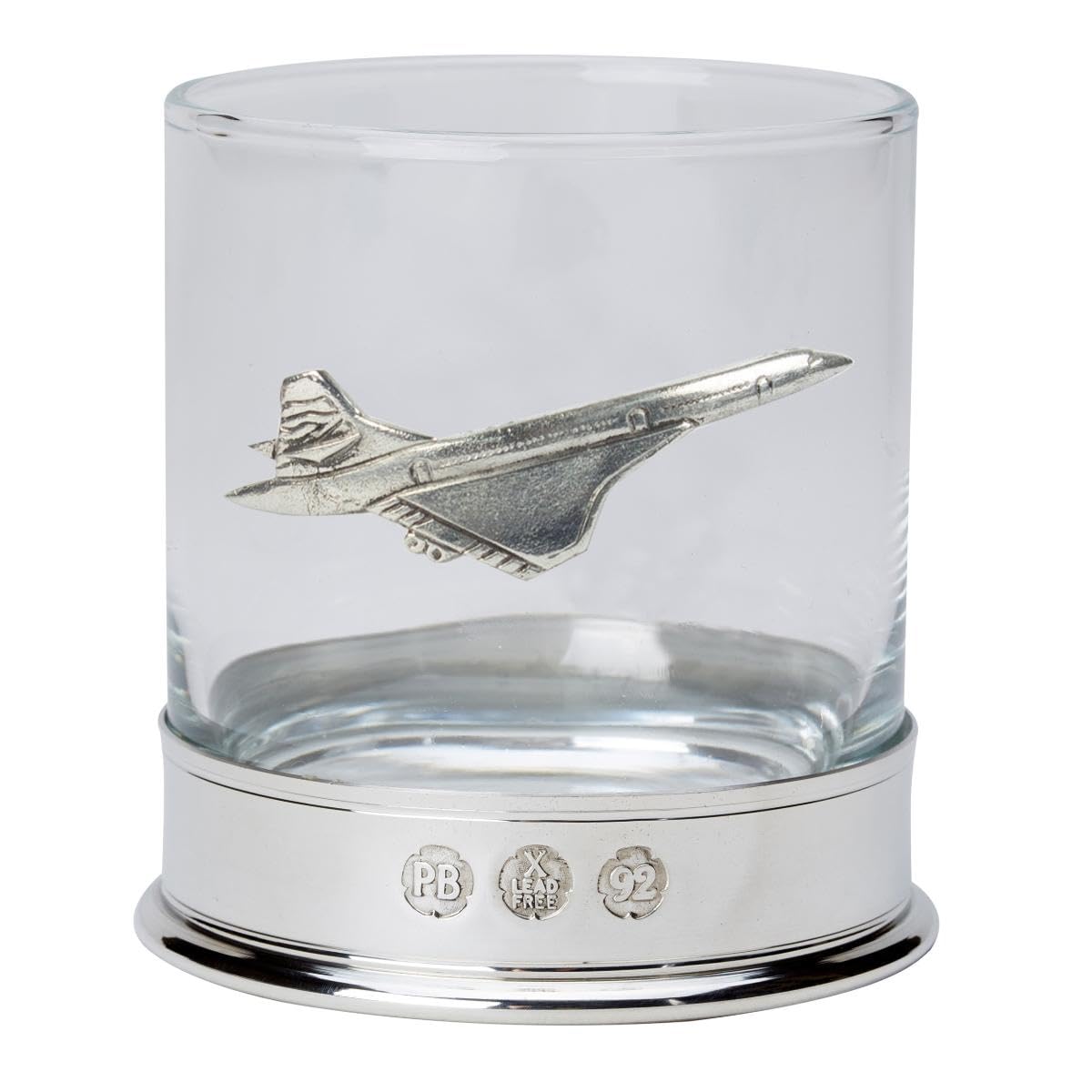 Nauticalia Pewter-Mounted Whisky Tumbler with Concorde Badge, Silver, 285