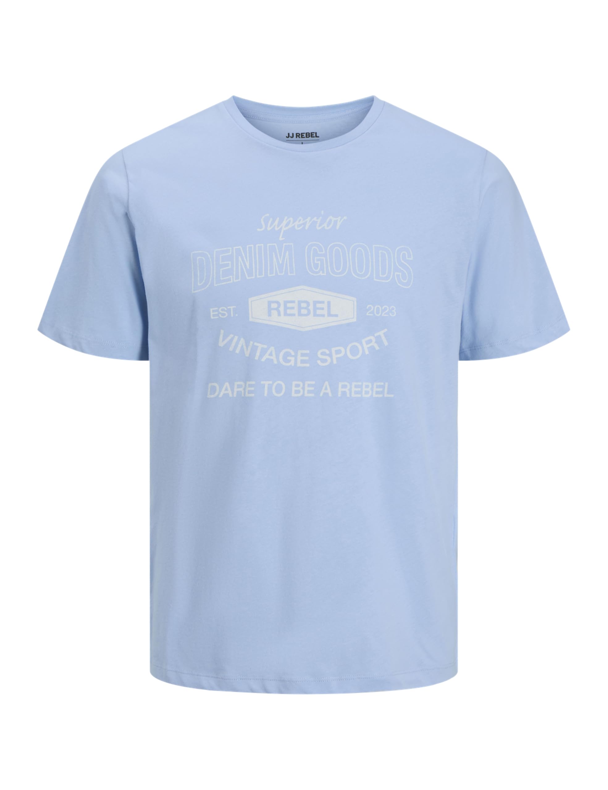 JJ REBEL Men's Jrebvintage Rebel Tee SS Crew Neck, Chambray Blue, M