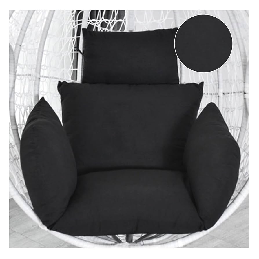 DSYOGX Swing Chair Cushion, Black Hanging Chair Cushion Pillow With Polyester Fiber Egg Chair Cushion For Hanging Chairs, Back Chairs, Seat Cushion Only, 66x45cm