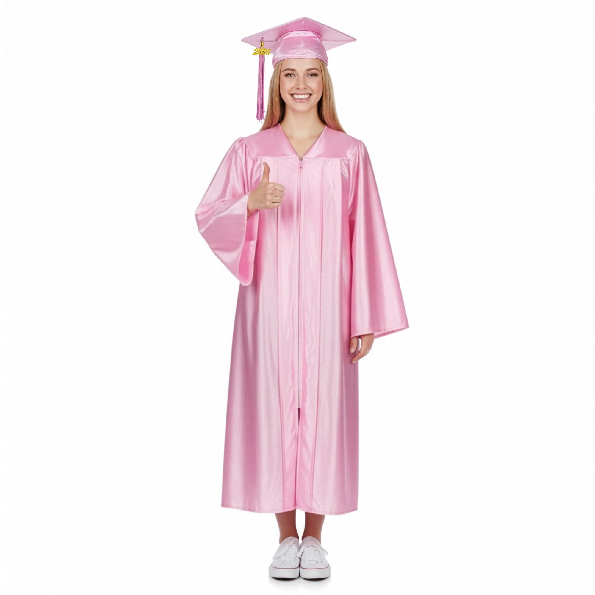 Misscom Unisex Adult Shiny Graduation Cap and Gown with 2026 Tassel Set for High School and Bachelor