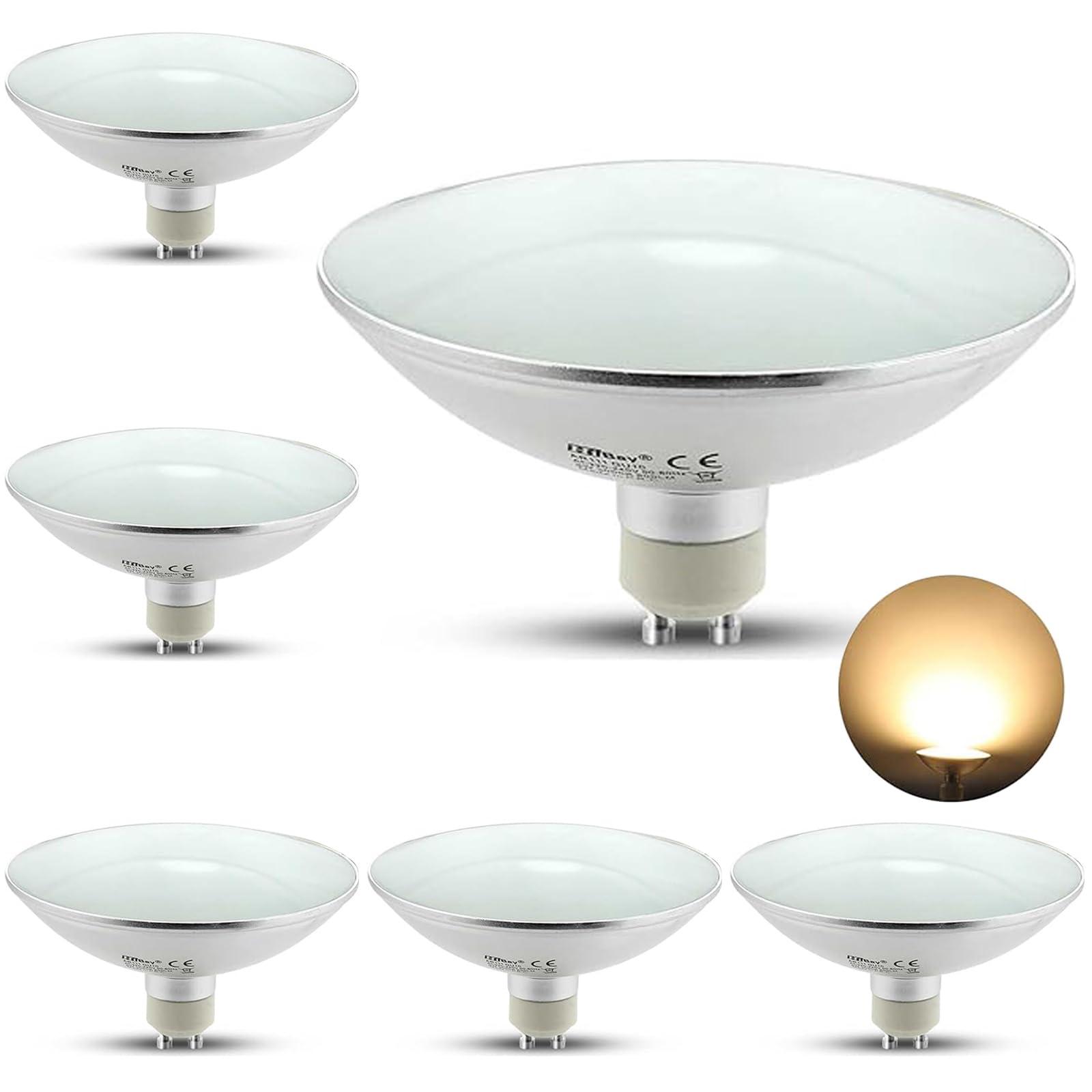 HiBay 6er Leuchtmittel GU10 LED AR111 Strahler Lampe 9W Spot Reflektor Ersatz für 75W Halogenlampen,800lm 3000K 120° Warmweiß,LED-Glühlampe für Restaurant, Kantine, Wohnzimmer