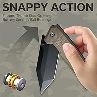 Vista 9 de CIVIVI Pocket Knife for EDC, Bhaltair Tanto Folding Knife, 3.98'' 14C28N Blade G10 Handle, Liner Lock Knife for Men Outdoor C23024-1