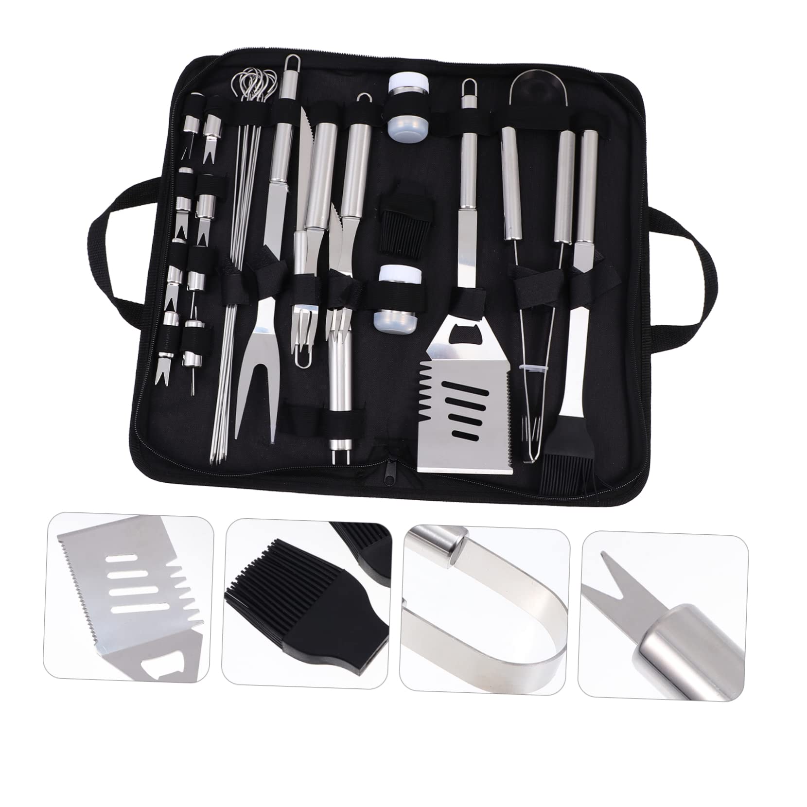 VICASKY Utensili Barbecue in Inossidabile Per Grigliate All e Kit Di Accessori Per Barbecue Spiedo e Pinze Per Cucinare