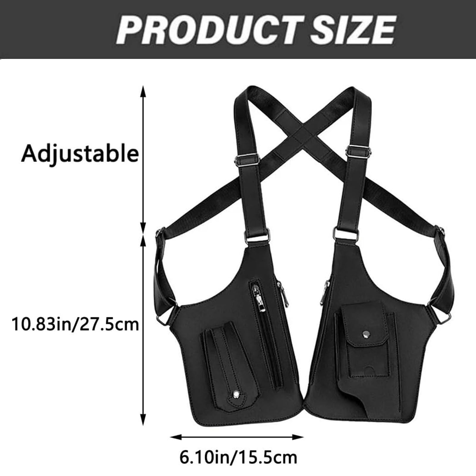 Crossbody Sling Bag Herren,Umhängetasche,Wasserdicht Schultertasche,Doppelte Schulter-Achsel-Tasche,Handy-Geldbörse 2026,Anti-Diebstahl Doppel-Schultertache aus für Herren & Damen,Schwarz