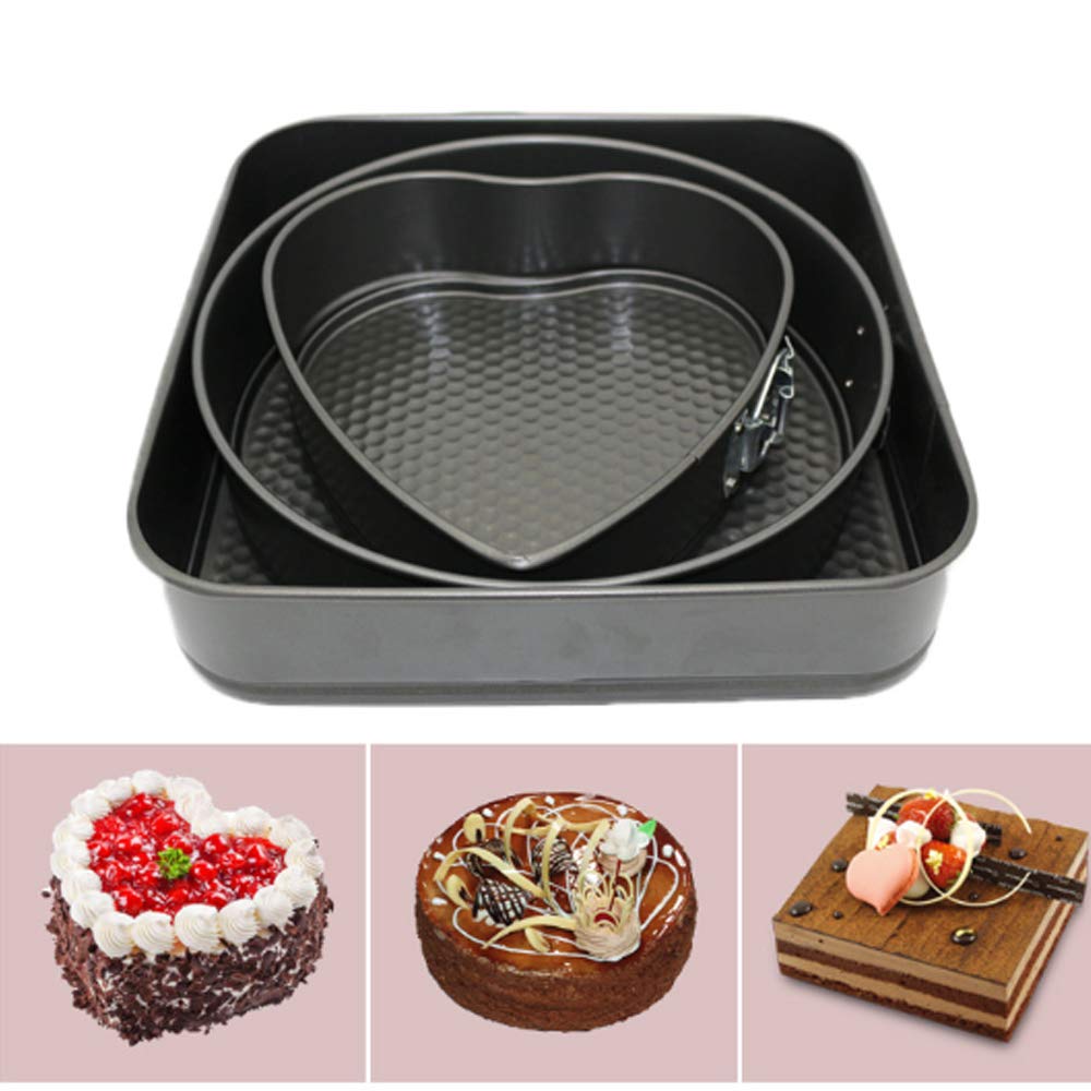 Spring-Form Pan Set Of 3 - Nonstick Round Cake Pan Set Leakproof Cheesecake Pan Baking Pans Household Detachable With Lock Buckle Cake Mold，Baking Mold (Black)