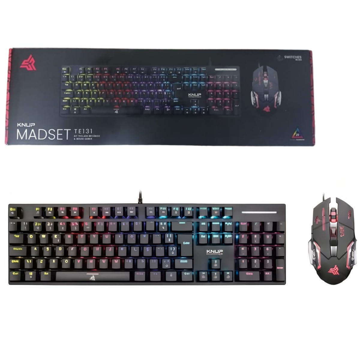 Kit Gamer Knup KPTE131 – Teclado Mecânico RGB ABNT2 + Mouse 3600