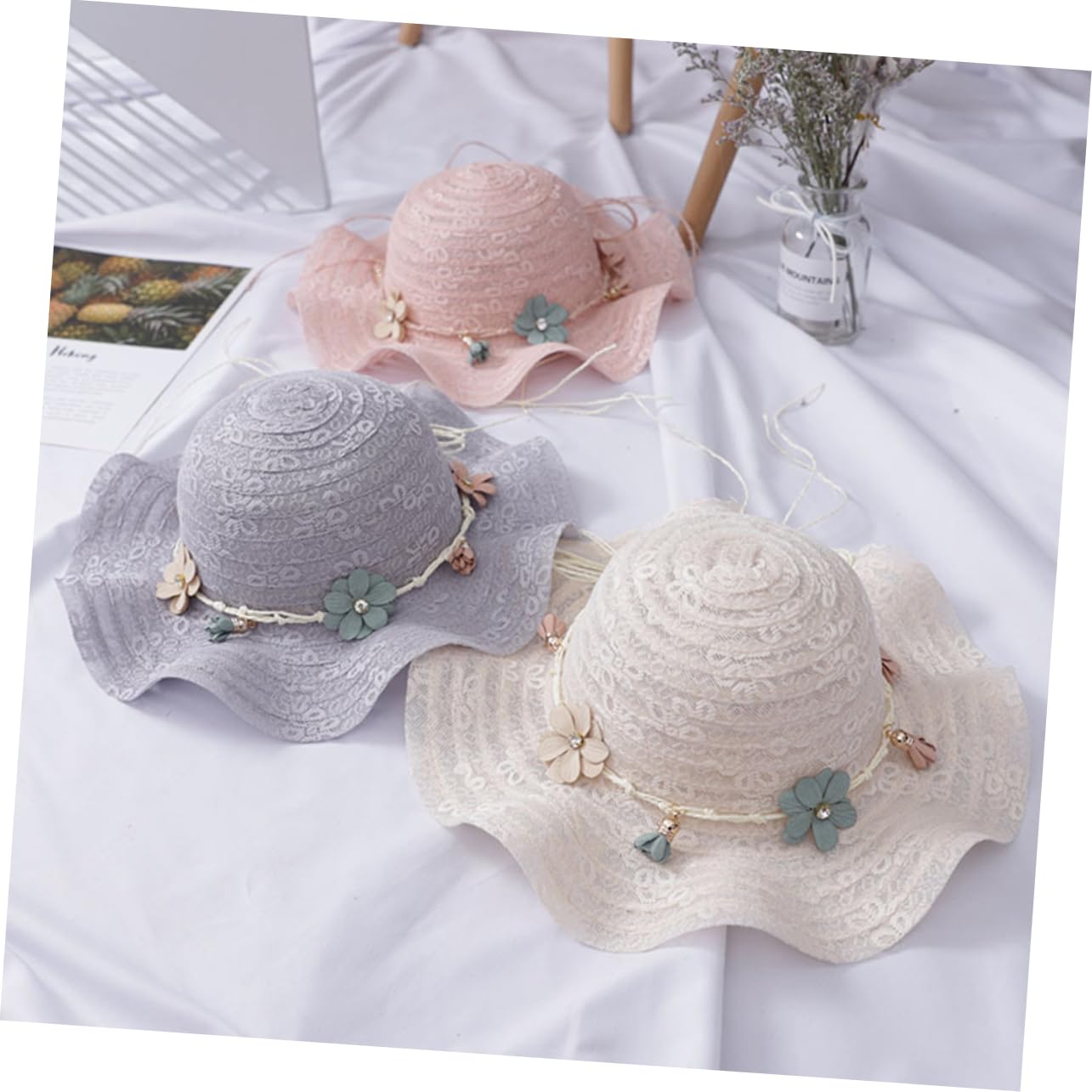 BESPORTBLE Hut Mit Breiter Krempe Kleinkind Mädchen Sonnenhut Kleinkinder Strand Kinderhüte Groß Weiß Motorhaube Stroh Hut Für Kleinkindmädchen Schutz Kindermütze Hölzern