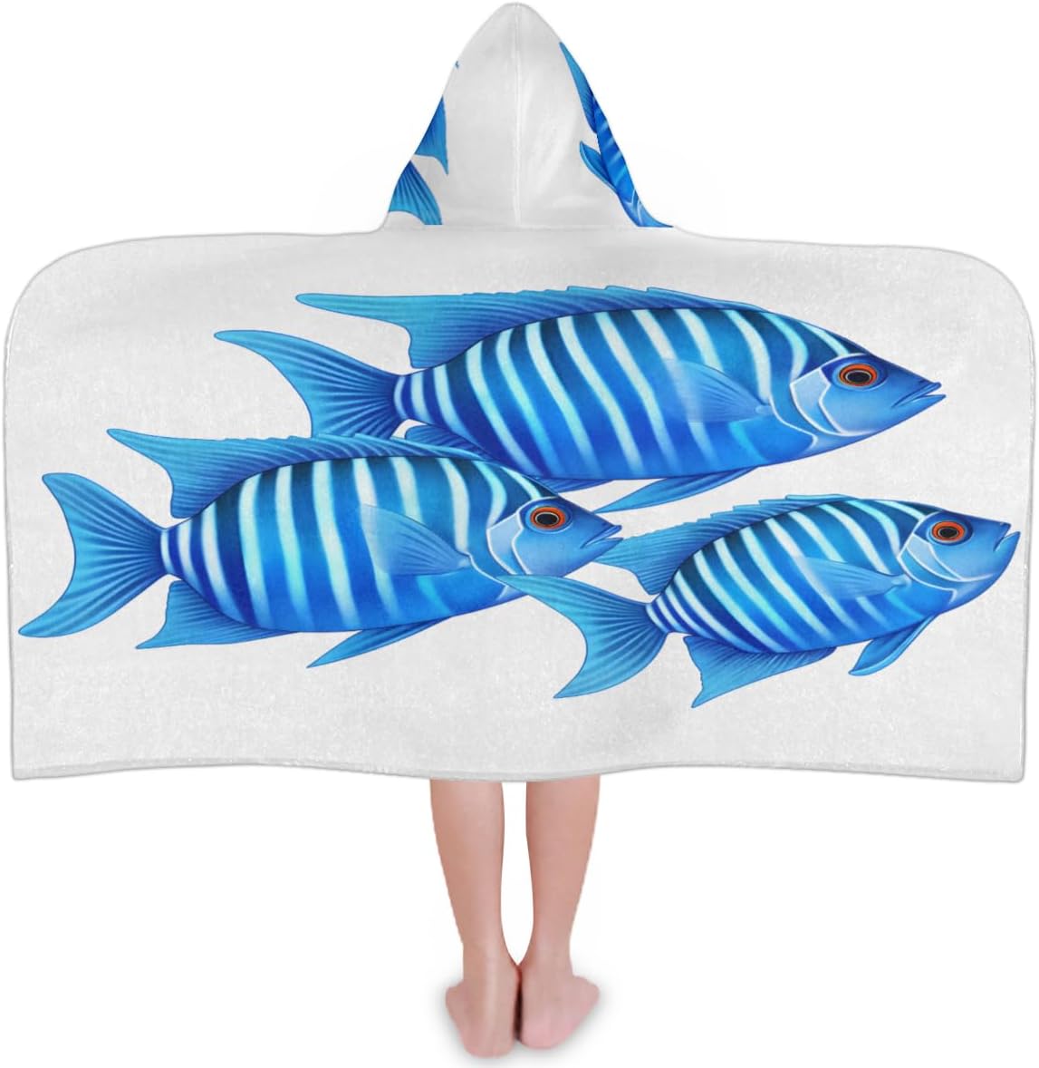 Pardick Tropical Fish Kids Bath Towel Beach Towel with Hood Pool Cover Up for Girls Boys Soft Absorbent Hooded Bath Towel Toddler Towels for Beach, Pool