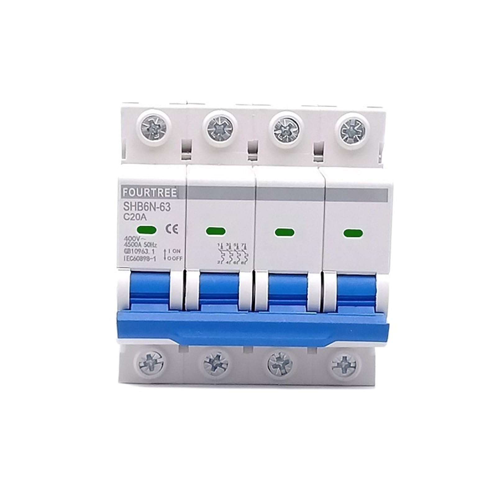 AVSBBYEPS Din Rail Circuit Breaker 4 Pole 400V~ Household Air Switch Distribution Box Mechanical Equipment Motor Protection 72mm MCB