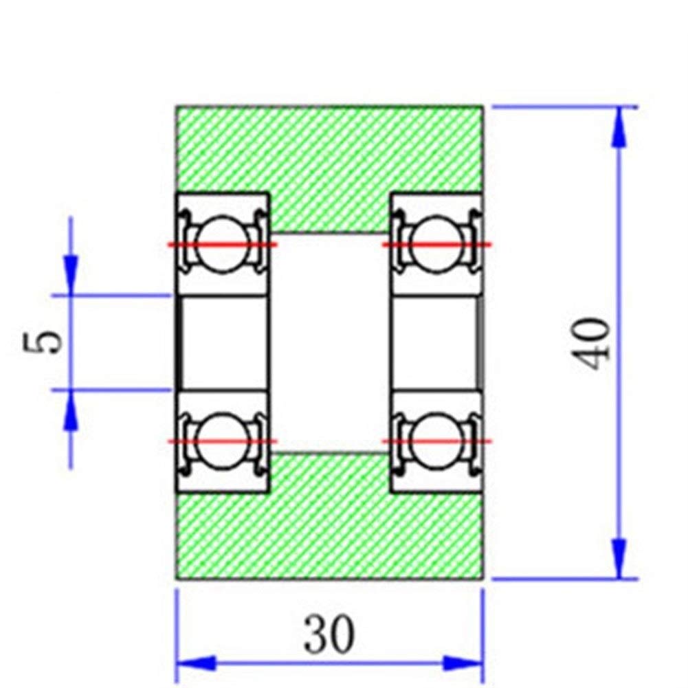 Práctico PU 635 Rodamientos 5x40x30mm del Eje de 5 mm Puertas correderas de Rodillos con 2 Cojinetes de Poliuretano Guiding Wheel Rodillo de Arrastre (Size : 10Pcs)