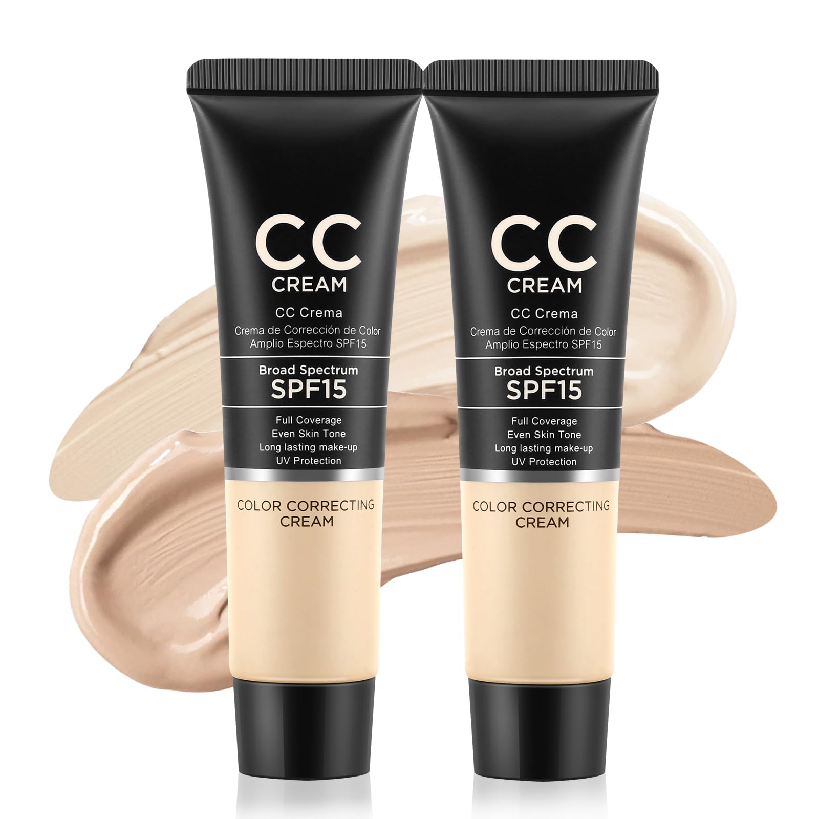 2Pcs Camo CC Cream Foundation Color Corrector CC Cream Full Coverage Long Lasting Matte Makeup for All Skin