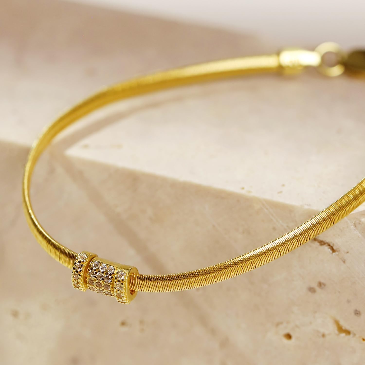 Minimalist Gold Coil Bracelet S925 Silver Adjustable Bracelet Italian Coil Craft Handmade Jewelry Christama Birtherday Gift for Women