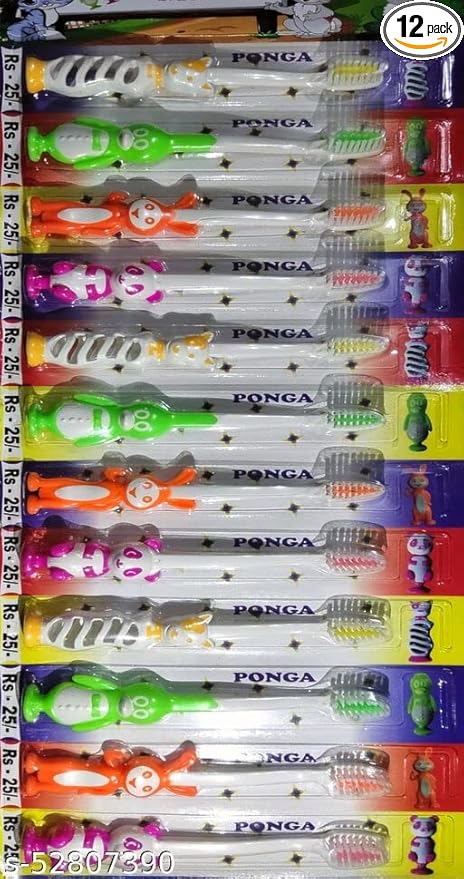 PONGA Cartoon Kids Soft Bristles Toothbrush (Pack of 12)