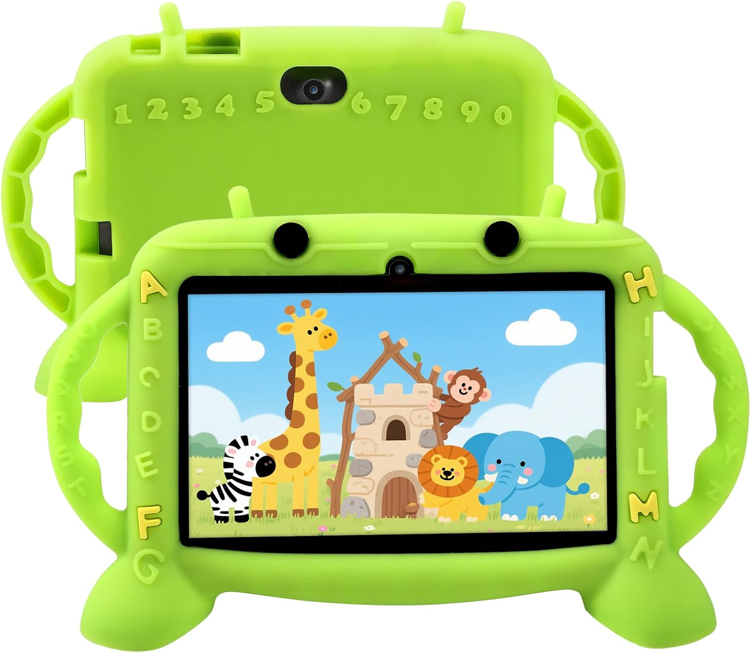 Kids Tablet, 7 inch Tablet with Case for Kids 2-10, Educational Learning Toddler Tablet Android 11, 3GB RAM+32GB ROM Storage, WiFi，Bluetooth，with Google Play YouTube, Baby Girl boy Present（Green）