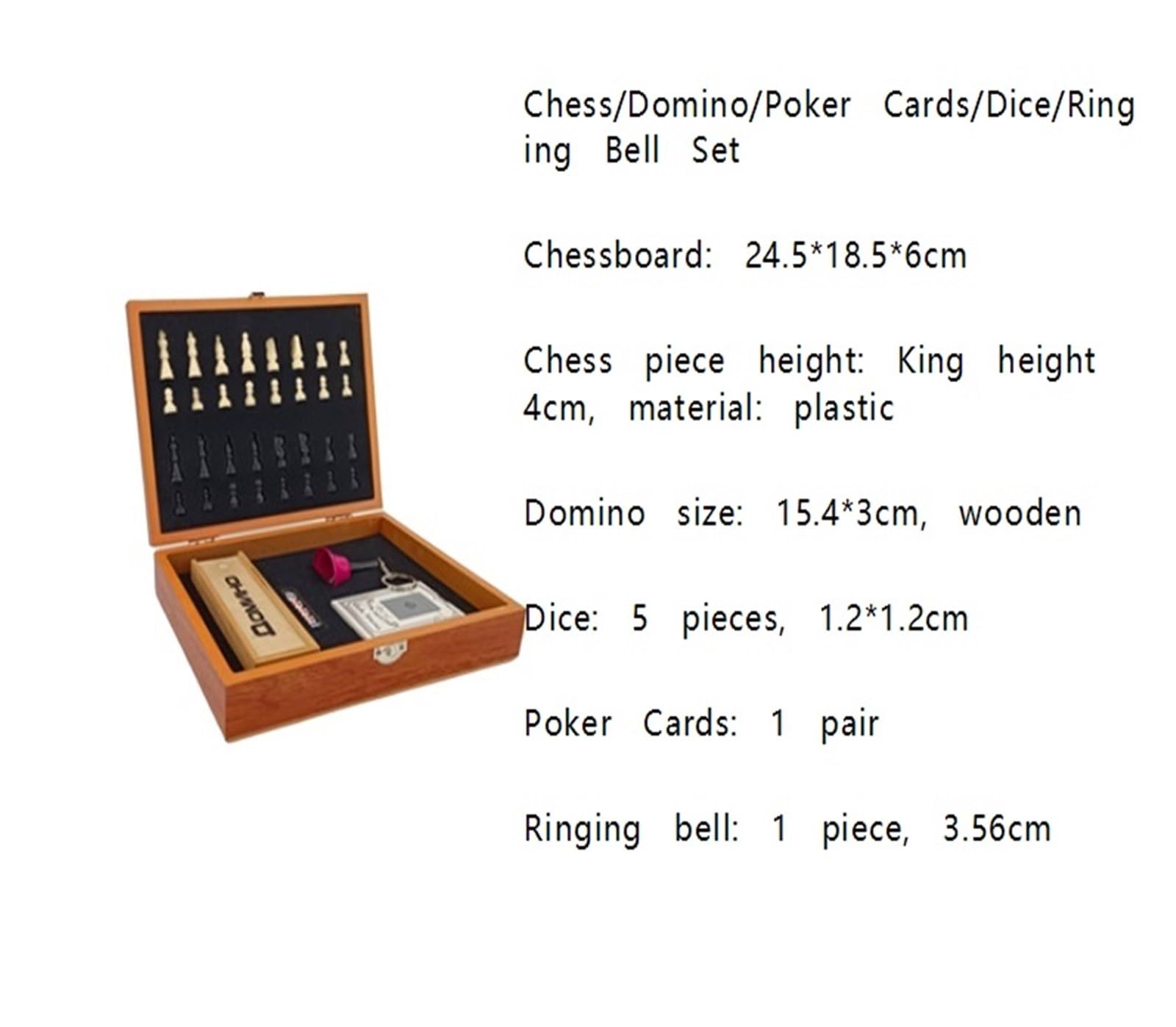 echiquier Jeu d'échecs Pliable for Enfants et Adultes, Dominos, dés, Cartes à Jouer, Clochette, Jeux de société, idéal for Les Voyages echecs Jeu