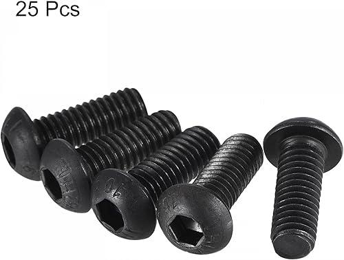 Miniatura 3 de uxcell Tornillos de cabeza de botón hexagonal M6x16mm Tornillos de acero de aleación 25pcs