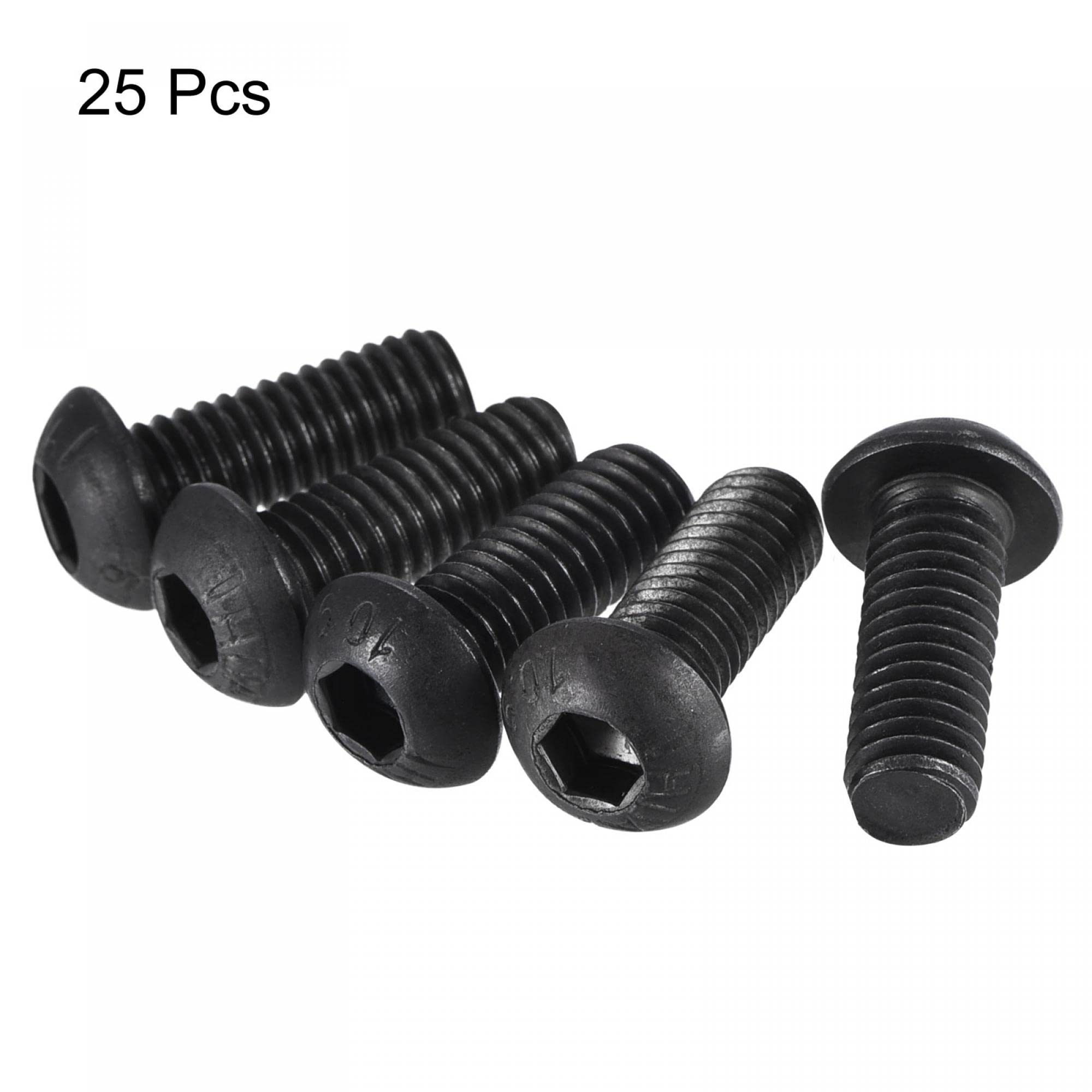Sourcing Map Tornillos Hexagonales M6 X 16 Mm – 25 Unidades De Aleación De Acero Con Tratamiento Ennegrecido – Antidesgaste Y Anticorrosión – Ideal Para Máquinas, Bricolaje Y Construcción