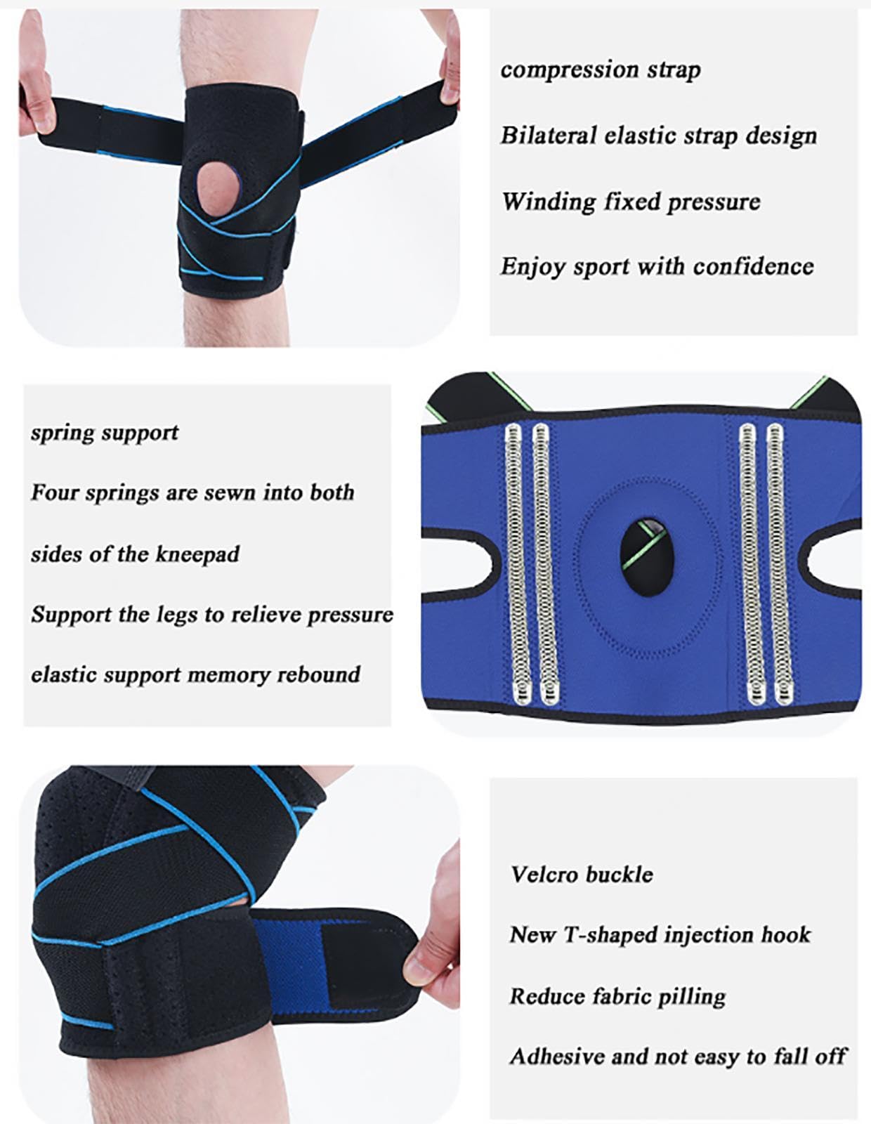 2er-Pack Kniebandage, Verstellbare Kompressions-Kniebandage mit Seitlichen Stabilisatoren und Patella-Gel-Pads, für Arthritis, Muskel-/Gelenkschmerzlinderung, Sport und Laufen,C