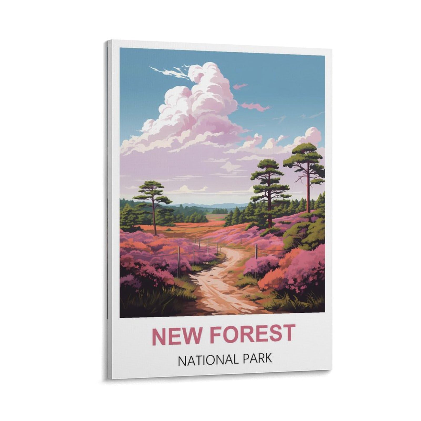 PPNVMKX New Forest National Park Vintage Travel Poster 16x24inch(40x60cm) Wall Decor Painting Canvas Wall Art Living Room Poster Bedroom