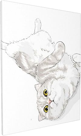 Amazon Co Jp かわいい白猫 絵画 油絵 おしゃれ フレームレス 装飾画 壁画 写真をぶら下げ 現代の 軽い贅沢 北欧 シンプルさ 帆布画 リビングルーム レストラン 寝室 オフィス ホテル 背景の壁 高級 デコレーション 30 40cm 垂直バージョン ホーム キッチン