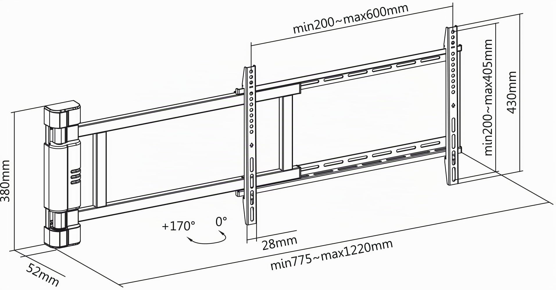 myWall hp29l motorizzata supporto da parete per tv a schermo piatto 32 – 60 pollici (81 – 152 cm), fino a 40 kg NERO