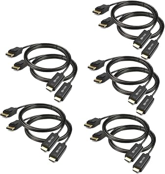 عرض ميناء DP إلى كابل HDMI 6 أقدام 10 حزمة، DisplayPort إلى HDMI محول كابل 6 قدم من الذكور إلى الذكور محول الحبل لأجهزة الكمبيوتر إلى HDTV، مراقب، جهاز عرض مع منفذ HDMI