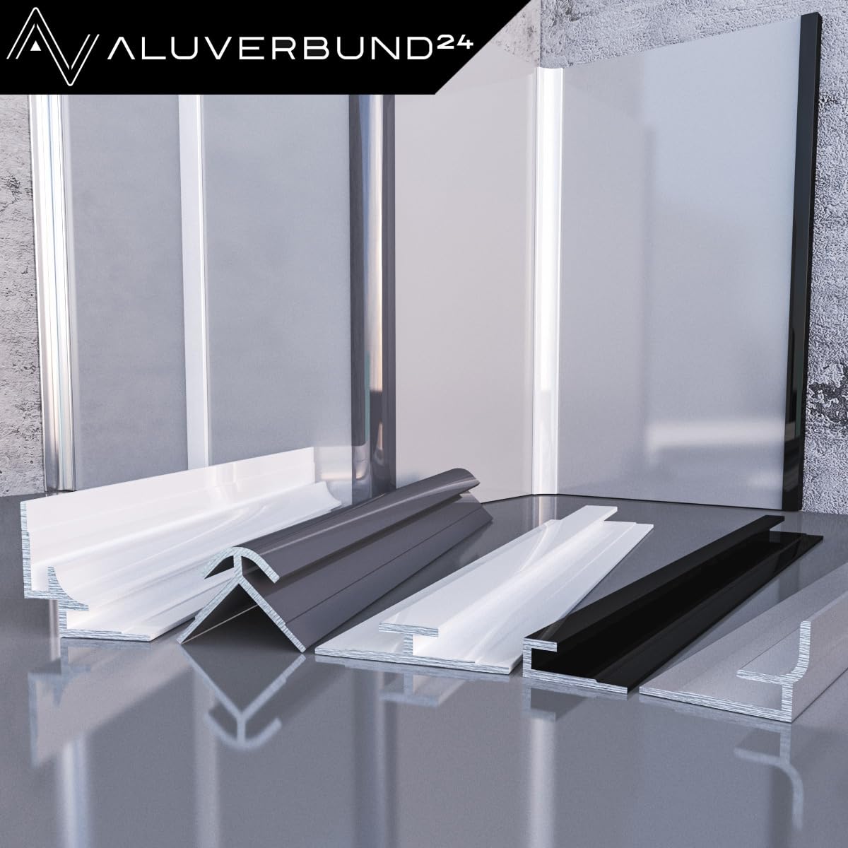 Aluminium Profil 100cm Inneneckprofil - Anthrazit - für 3mm Alu-Verbundplatten PVC-Wand-Paneelen Acrylglas HPL-Platten - Ideal für Küchenrückwände Duschrückwände Wandverkleidungen