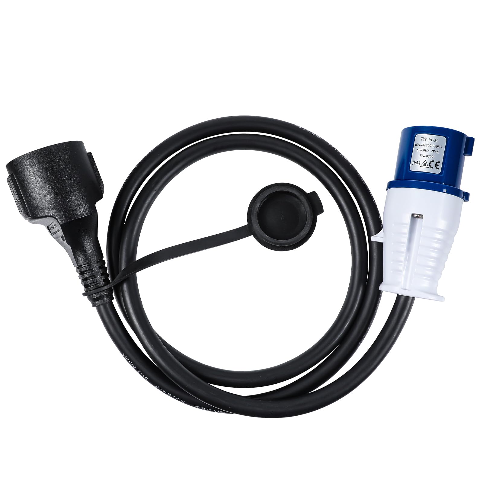 AOHEWEI Cavo adattatore CEE da 1,5 m, accoppiamento Schuko a spina CEE e contatto di messa a terra 230 V/16 A Alimentazione IP44 Resistente agli spruzzi d'acqua per campeggio roulotte barca e camper