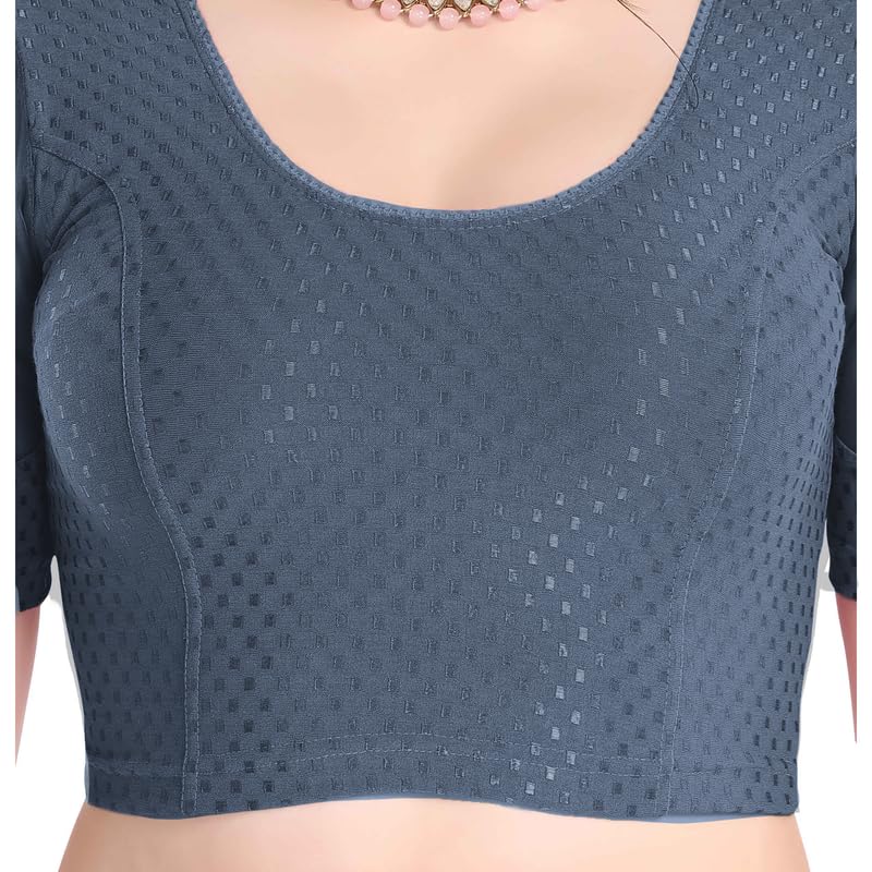 Image of FINESTFIT Stay On Trend Fashion 100% Cotton Readymade Blouses for Women,Round Neckline with Organza Balloon Sleeves.