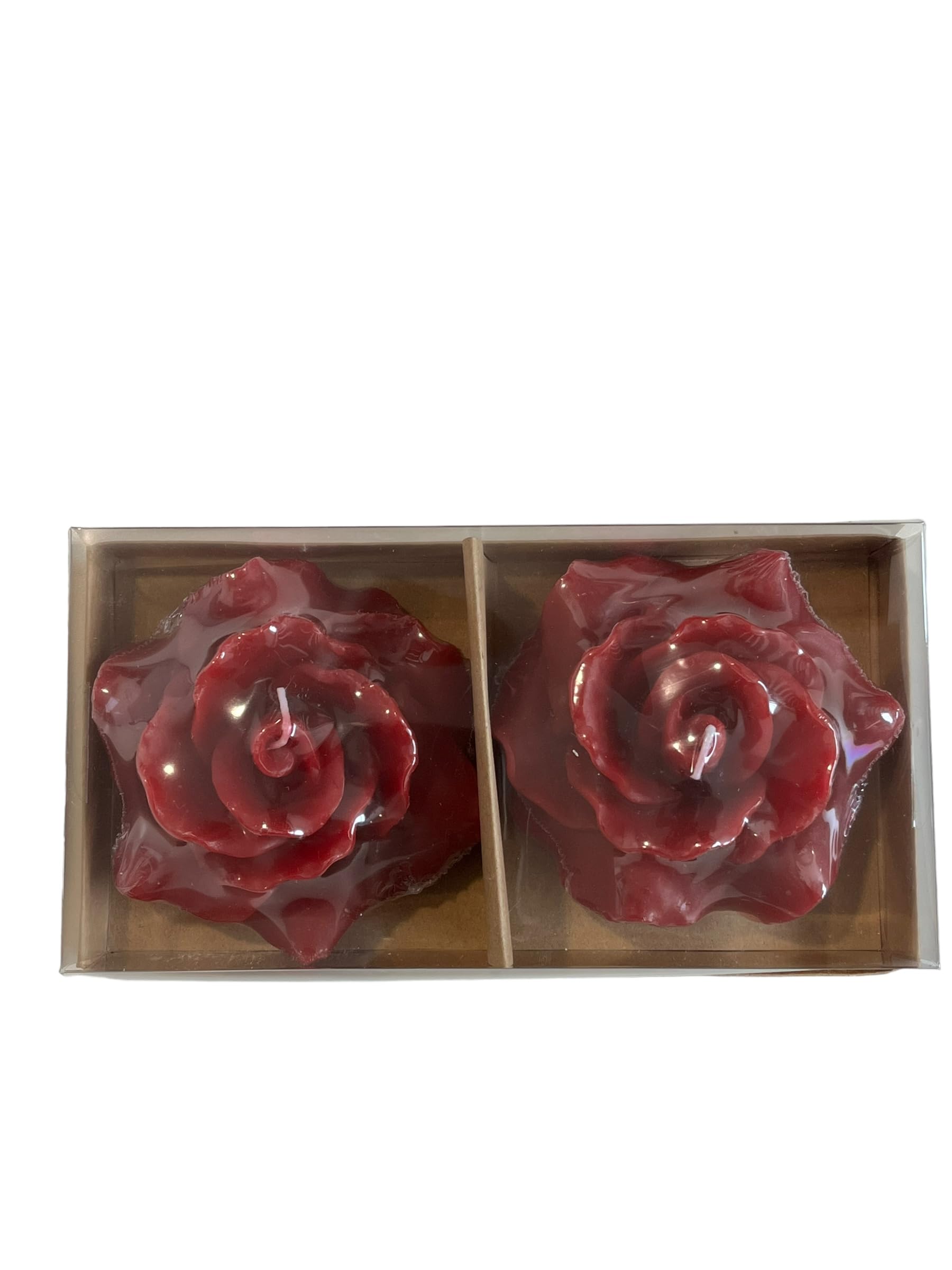 Velas Decorativas con forma de Rosa Roja/Blanca. Set de 2 Velas Perfumada Flotante. Velas Cajita Regalo (Rojo)