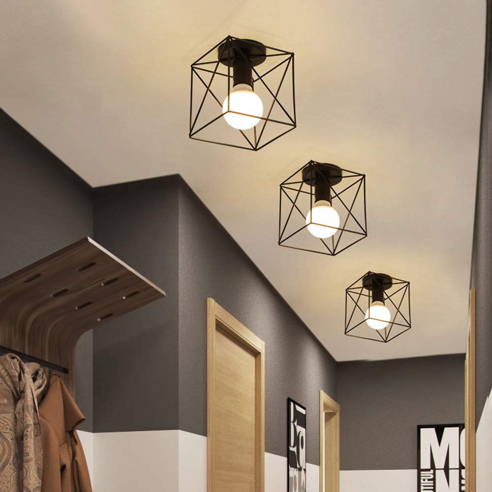 Pendelleuchte Industrial Vintage | Schwarze Metall-Konstruktion Mit E27 Fassung | Für Wohnzimmer, Schlafzimmer & Büro