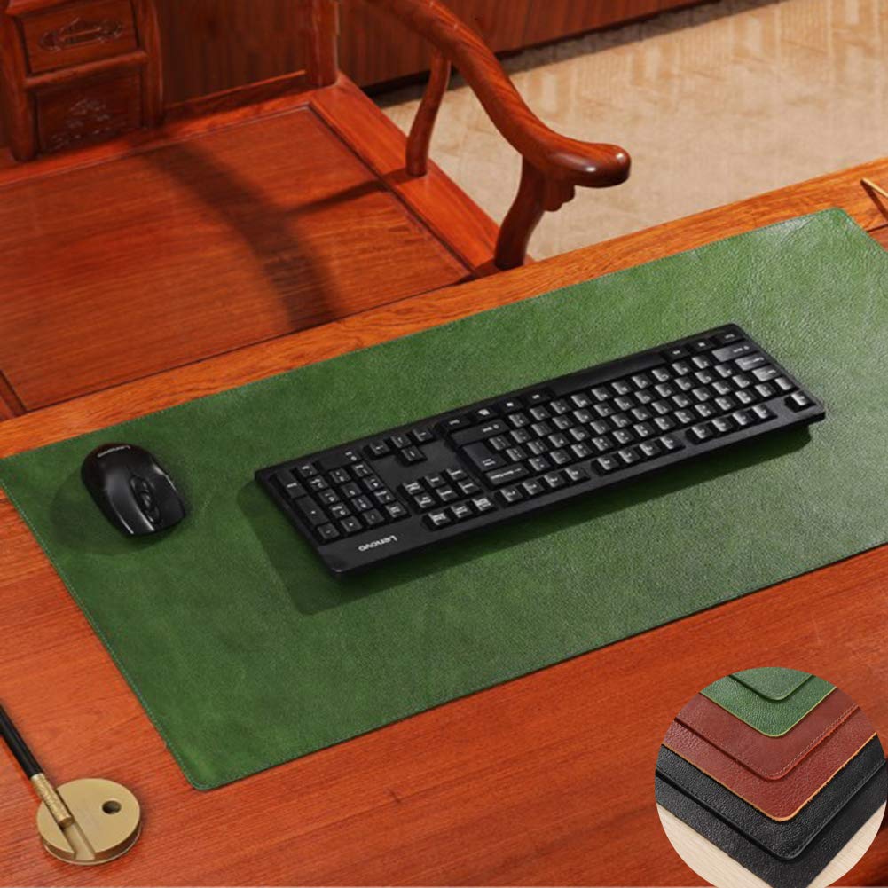 Authentique Cuir Sous-main Protecteur Prolongé Jeu Tapis De Souris Grand Imperméable Tapis De Bureau Multifonctionnel Antidérapant Bureau écriture Tapis De Souris-Noir. 40x60cm(16x24inch)