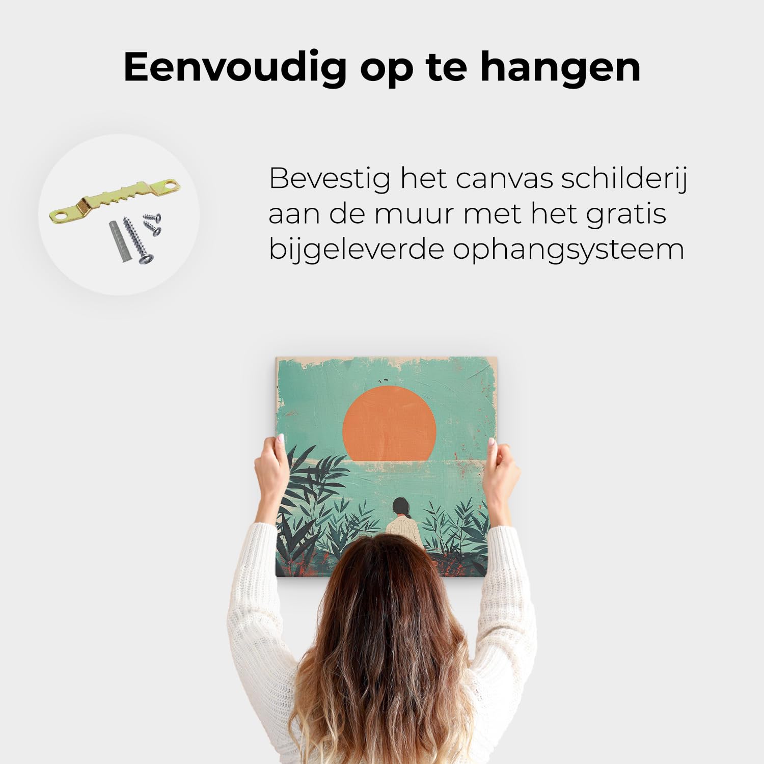 Artaza Leinwand Bilder Sonnenuntergang Meer - 40x40 cm - Klein - Wanddeko Wohnzimmer - Wandbilder Frau am Meer - Deko Schlafzimmer